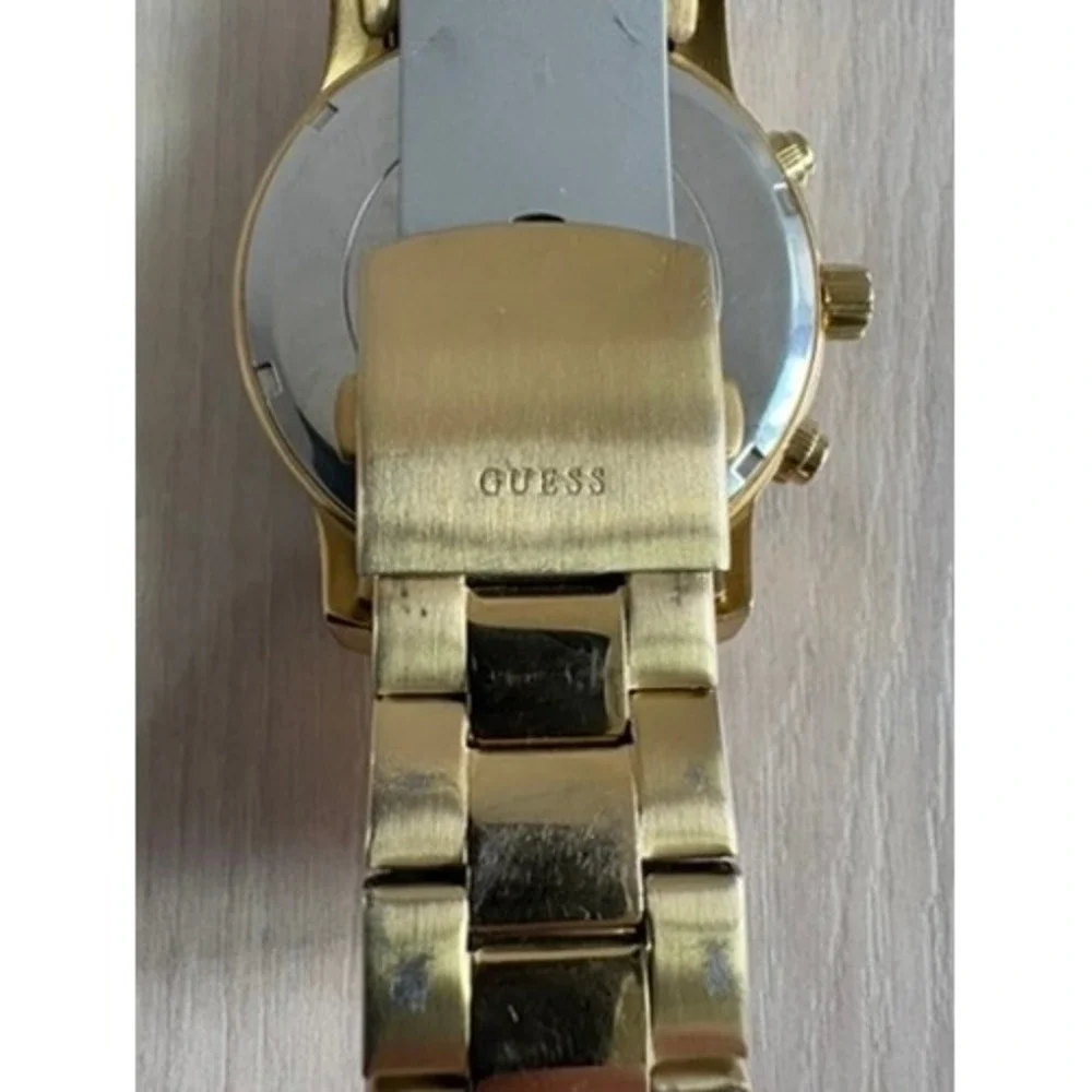 Guess Chronograph Watch Mens Gold Stainless Steel U15061G2 Waterpro‎ Sporty